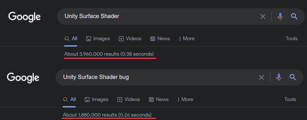 And Surface Shaders don't even go pink! And Surface Shaders don't even go pink!
