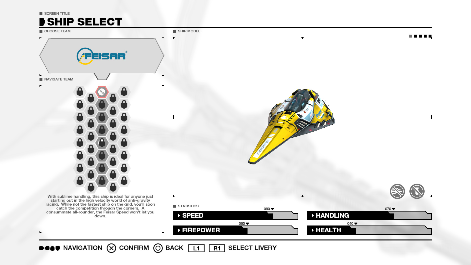 Wipeout: Pulse Ship Select Screen Wipeout: Pulse Ship Select Screen