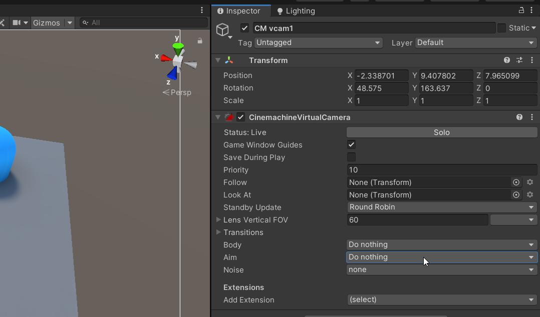 Setting Body and Aim to Do Nothing