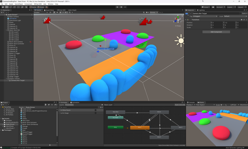 Camera Aim Target at 1.3 units on Y axis, nested inside the Player Tracker Camera Aim Target at 1.3 units on Y axis, nested inside the Player Tracker